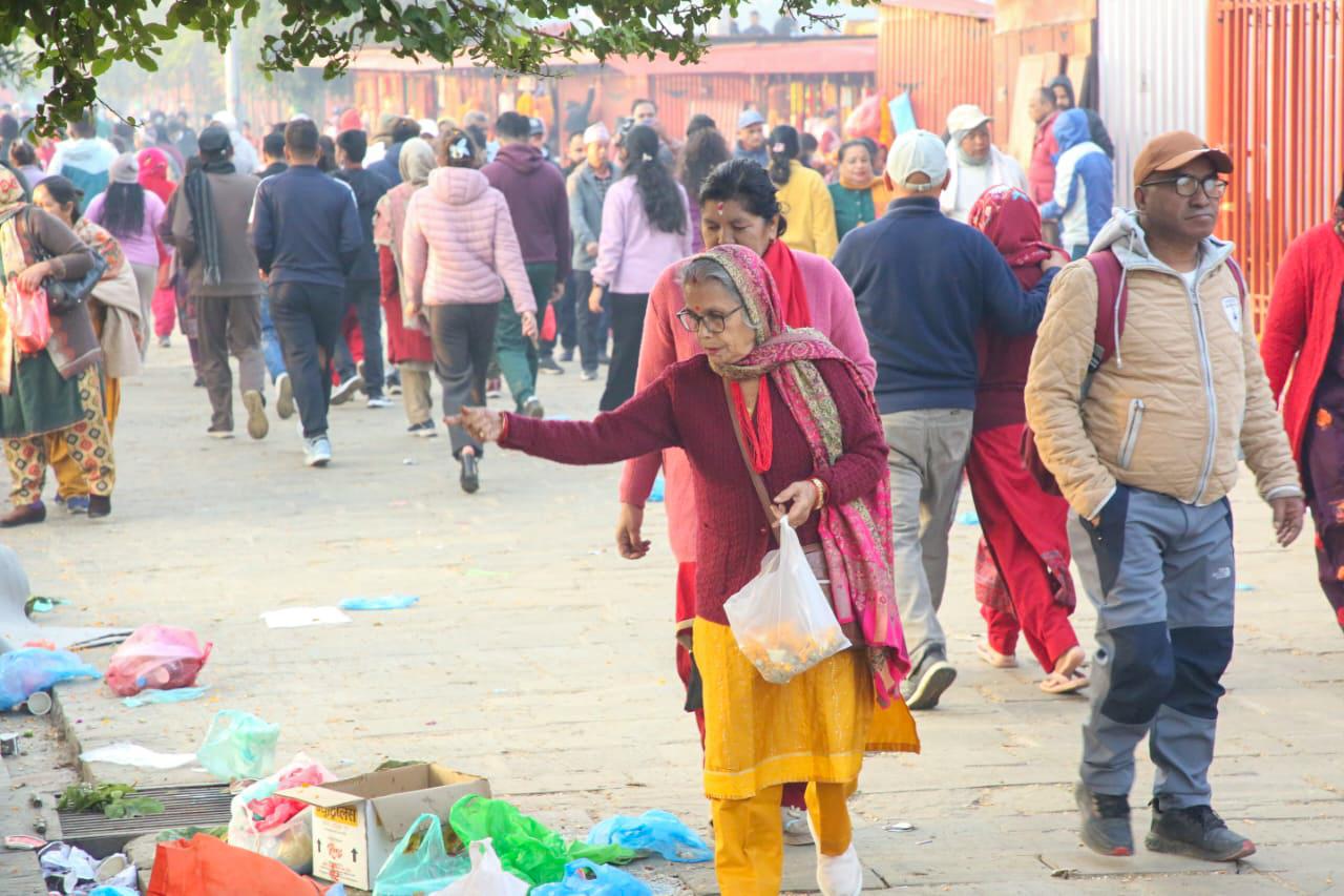 The Balachaturdashi festival is being celebrated by scattering sesame seeds in the Pashupatinath Temple premises.